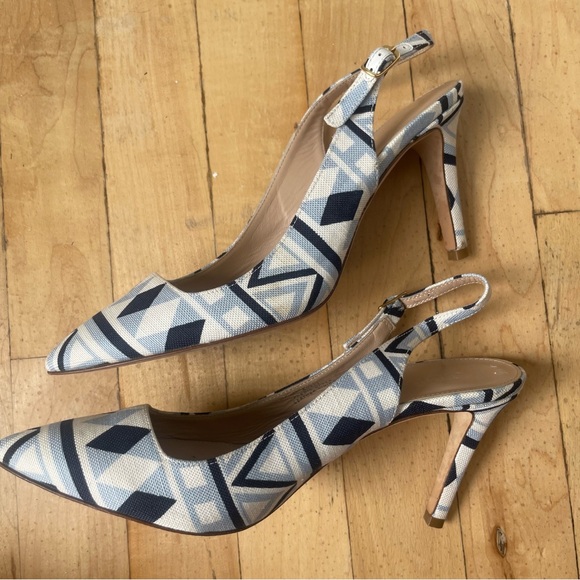 J Crew Fabric Slingback Pumps Size 6‎ Womens Dusty Sky $278 High-Heels - Picture 7 of 12